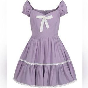 Collectif Lilac Heart Trimmed Dress